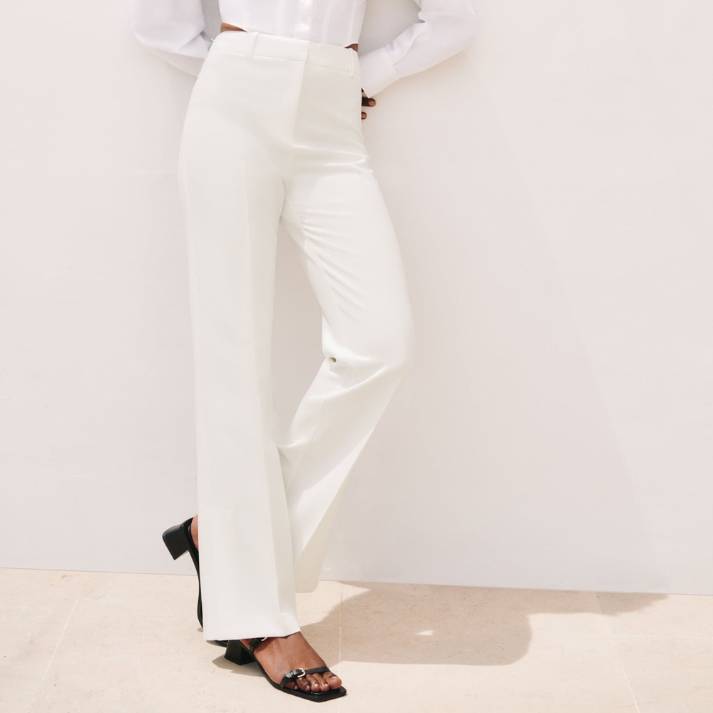ZARA White Vented Slit Hem Straight Leg Trousers Pants sz Medium $79.90